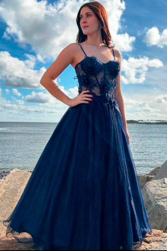 Vestido Azul Marino Glitter Articulo 03-Alquiler