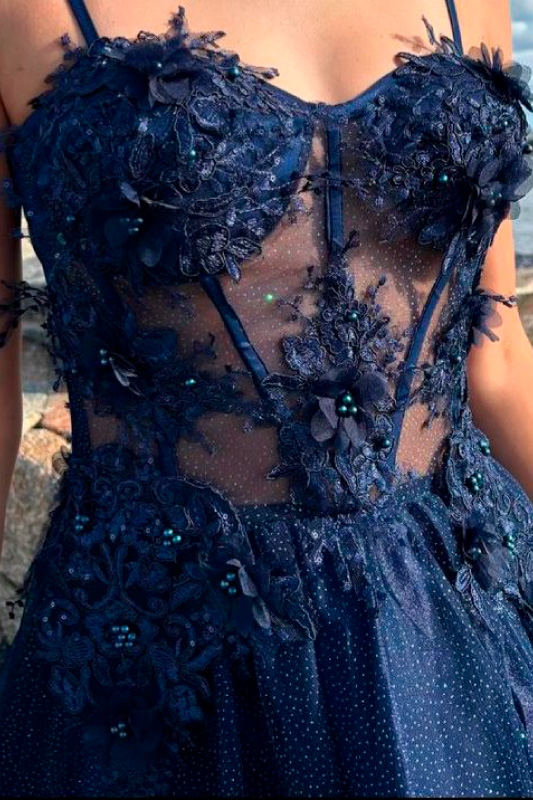 Vestido Azul Marino Glitter Articulo 03-Alquiler